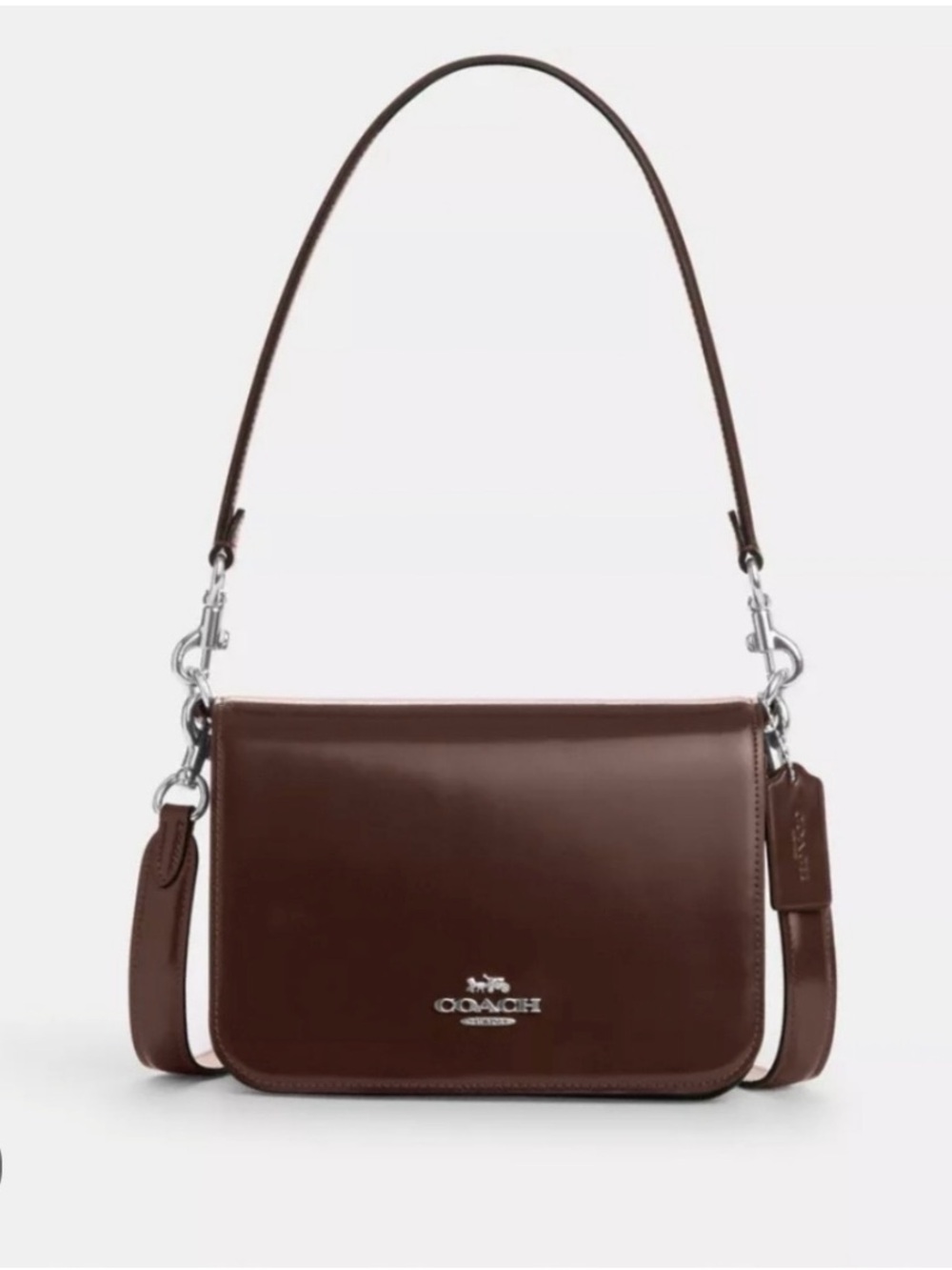 Coach Classic Brown Leather Shoulder Bag with Silver Hardware